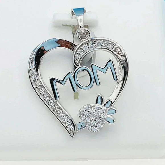 "925 Sterling Silver CZ Beautiful Mom Pendant for Women, 1USPAR4025 - Picture 1 of 11